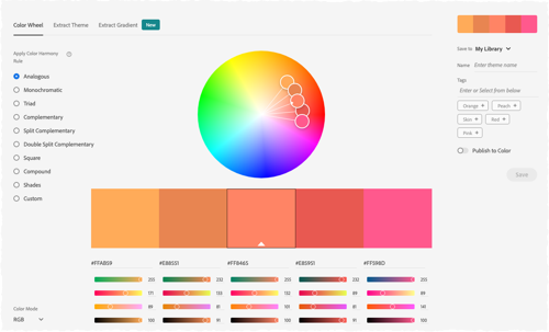 Screenshot of Adobe Color website